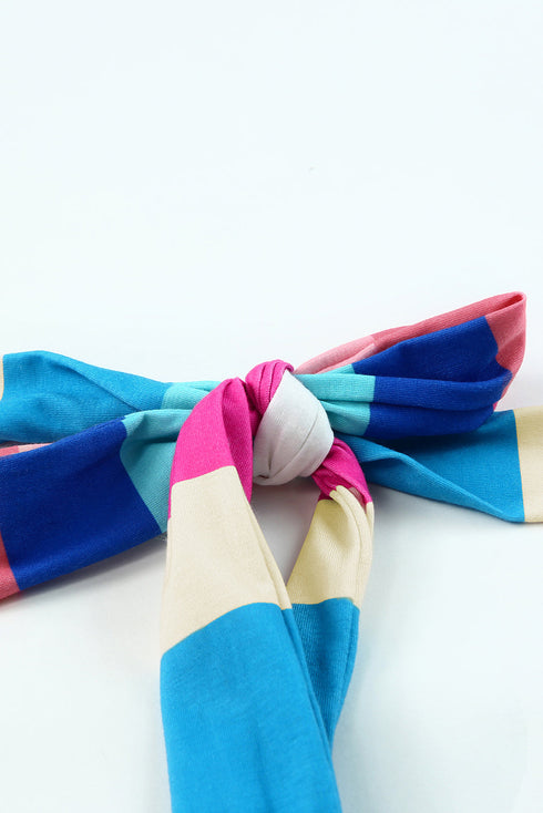 Color Block Striped Bow Knot Straps Maxi Dress